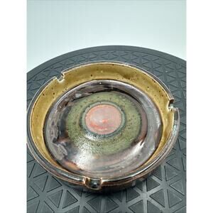 Otagiri Horizon Stoneware Ashtray Vintage Multicolor Swirl EUC